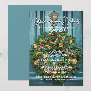 Elegantes Wreath Winter Holiday Housewarming Party Einladung