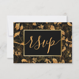 Elegantes, wunderschönes Black & Gold Foliage-UAWG RSVP Karte