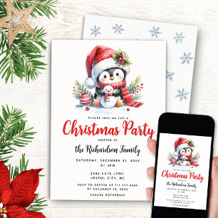 Elegantes Xmas Party Niedlich Pinguin Weihnachten Einladung