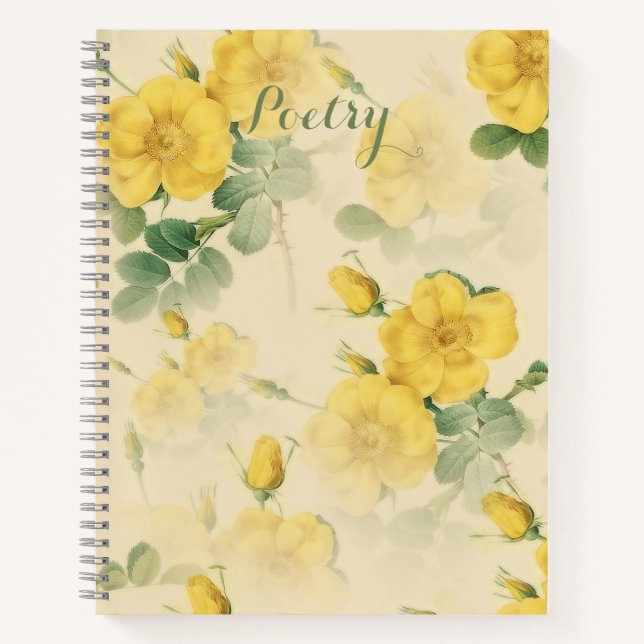 Elegantes Yellow Flowers Poetry Notebook Notizbuch (Vorderseite)