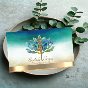 Elegantes Yoga-Glitter-Mädchen, Blauer Lotus  Visitenkarte