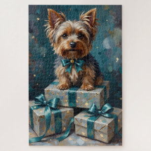 Elegantes Yorkshire Terrier-Hund-Feiertagsgeschenk