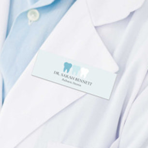 Elegantes Zahnarzt hellblau professionell Namensschild