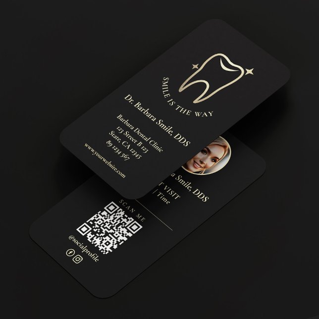 Elegantes zahnmedizinisches schwarzes Gold Visitenkarte (Elegant Dentist Dental Cosmetic Black Gold Business Card
)