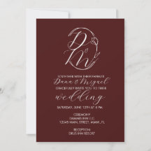 Elegantes zartes florales Hochzeitslogo Tiefburgun