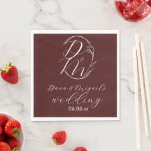 Elegantes zartes florales Hochzeitslogo Tiefburgun