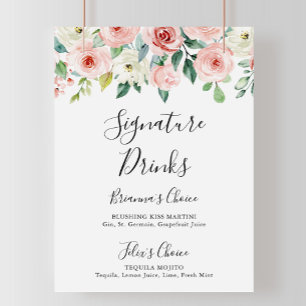 Elegantes zartes herbstliches Blumensignature-Getr Poster