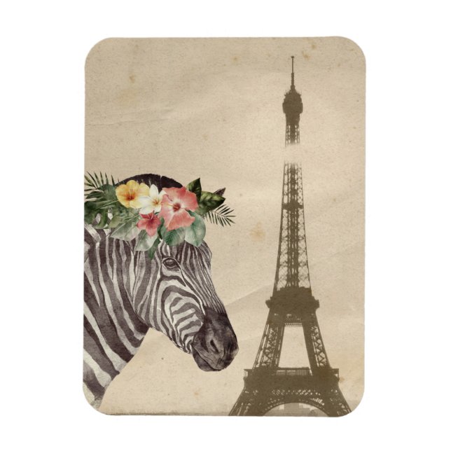 Elegantes Zebra & Eiffelturm Magnet (Vertikal)