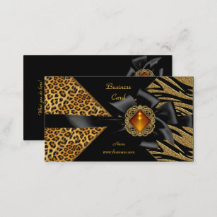 Elegantes Zebra-Leopard-Schwarz-Gold Visitenkarte