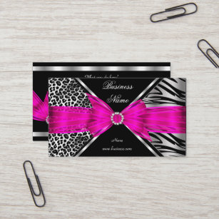Elegantes Zebra-Leopard-Schwarz-Pink 2 Visitenkarte