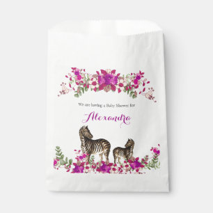 Elegantes Zebra Pink Floral Baby Shower Party Geschenktütchen