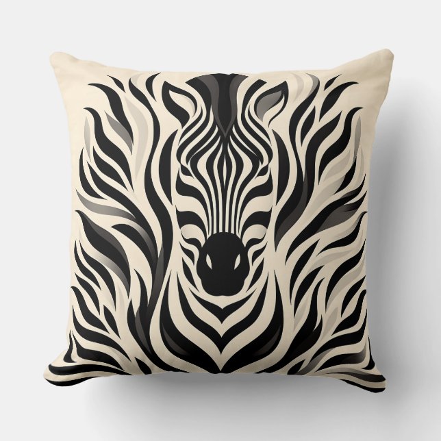 Elegantes Zebrastreifen-Design mit einfarbigen Wav Kissen (Vorderseite)