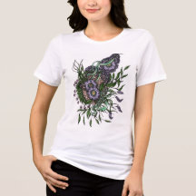 Elegantes Zentangle-lila-Blumenstrauß-Frauen-T-Shi