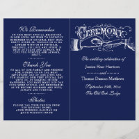 Elegantes Zeremoniell-Programm für Navy Blue & Whi