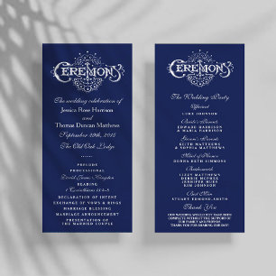 Elegantes Zeremoniell-Programm für Navy Blue & Whi Programm