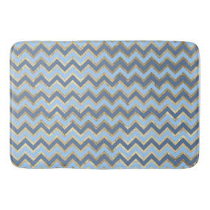 Elegantes Zickzack Blau- und Goldmuster Badematte