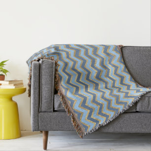 Elegantes Zickzack Blau- und Goldmuster Decke