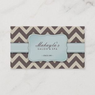 Elegantes Zickzack modernes Brown, Blau und Beige Visitenkarte