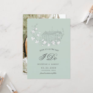 Elegantes Ziel Blumengebirge Save the Date Foto Einladung