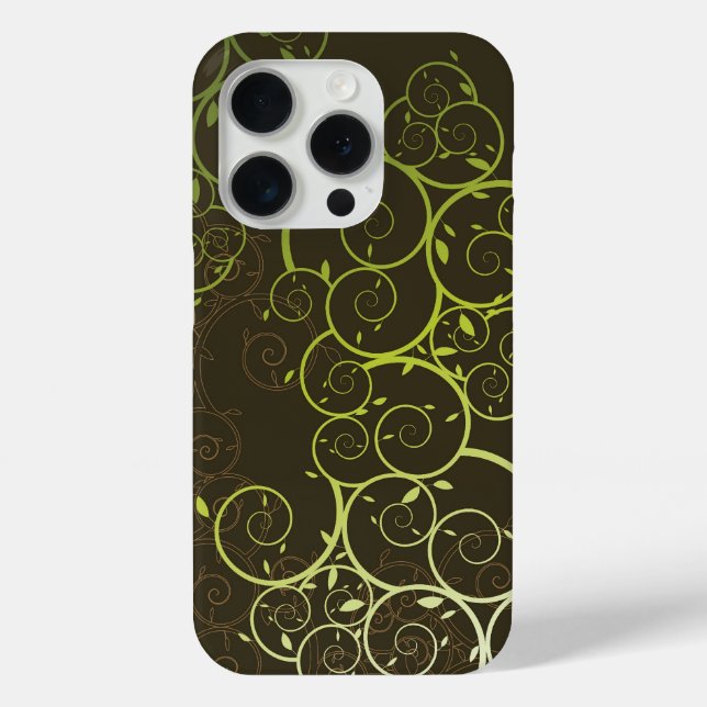 Elegantes Zierspirale Grüne Reben Deko Muster Case-Mate iPhone Hülle (Rückseite)