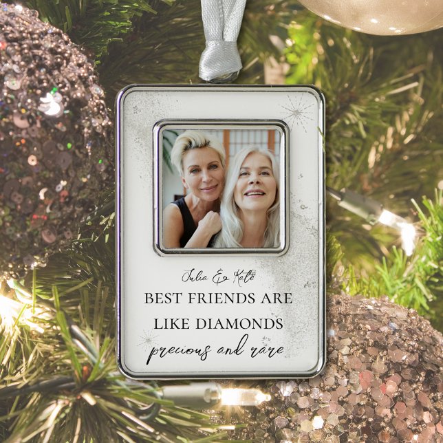 Elegantes Zitat Bestes Foto Gerahmtes Ornament Rahmen-Ornament Silber (Elegant Quote Best Friend Photo Framed Ornament
)