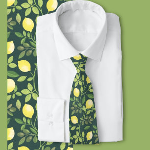 Elegantes Zitronen-Botanik-Muster Mode  Krawatte