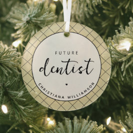 Elegantes Zukunftsdomen-Karo-Muster Personalisiert Ornament Aus Glas