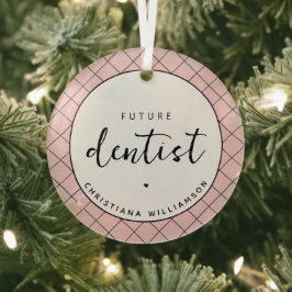 Elegantes Zukunftsdomen-Karo-Muster Personalisiert Ornament Aus Glas