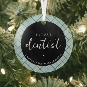 Elegantes Zukunftsdomen-Karo-Muster Personalisiert Ornament Aus Glas