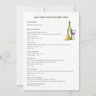 Elegantes zweiseitiges MENU-Template Weinkäse Einladung