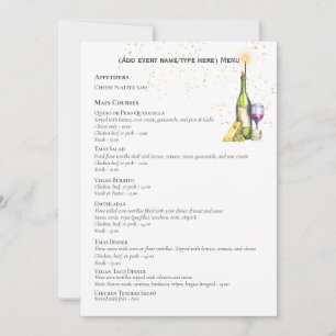Elegantes zweiseitiges MENU-Template Weinkäse Einladung