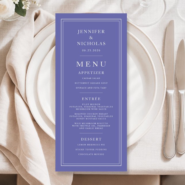 Elegantl Formal Purple Wedding Menükarte (Elegantl Formal Purple Wedding Menu)