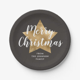 Eleganto Brown Gold Star Weihnachten Pappteller