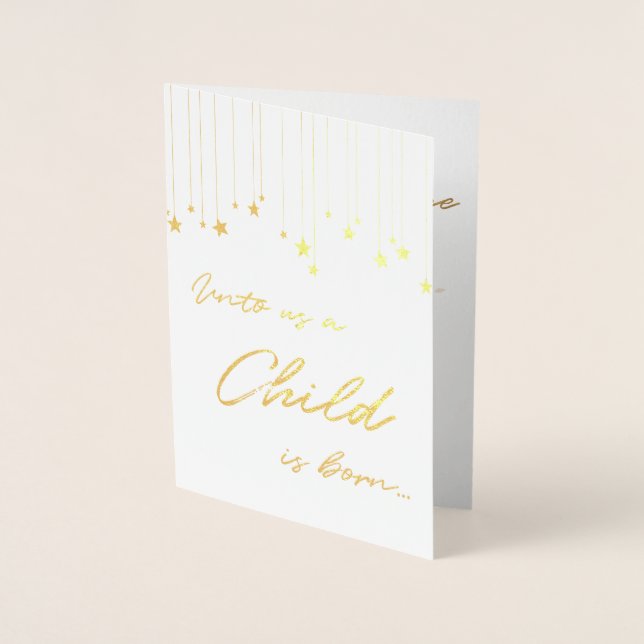 Eleganto Uns Ein Kind ist Geboren Folienkarte (Vorderseite)