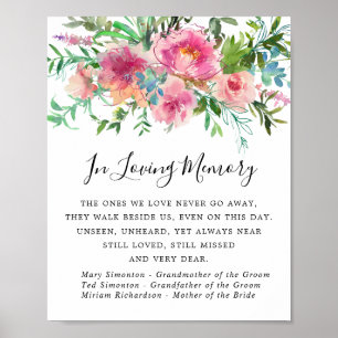 ElegantPink Peony Floral Wedding Memorial Unterzei Poster