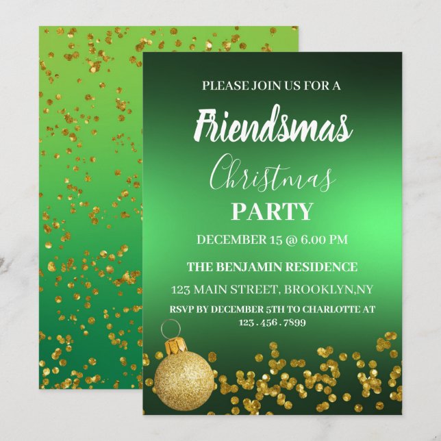 Élégants amis Fête de Noël Invitation (Devant / Derrière)