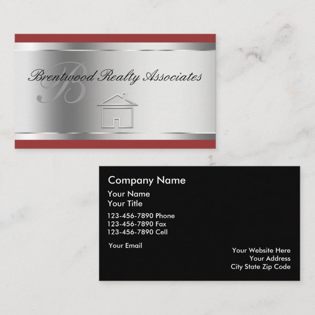 Élégants Cartes de visite immobiliers (Devant / Derrière)