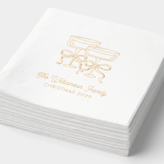Élégants Cocktails de Noël Gold Foil Napkins (Détail)