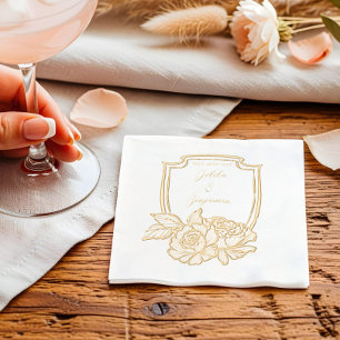 Élégants Couples de crête florale Nom et Mariage D