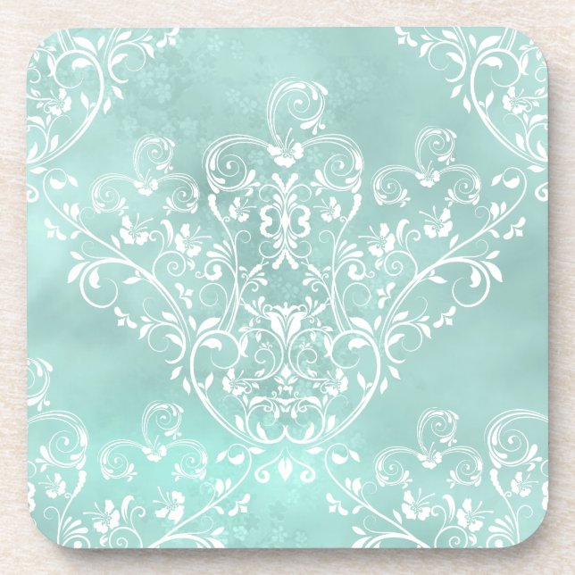 Elégants Dessous de verre Turquoises Damas (Devant)