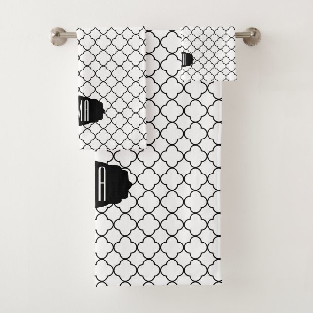 Élégants Motifs de Quatrefoil noir et blanc (En situation)