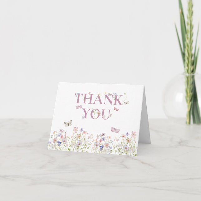Élégants papillons Fleurs sauvages Merci fille ros (Devant)