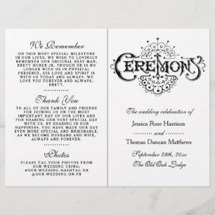 Élégants programmes de cérémonie de Mariage noir e