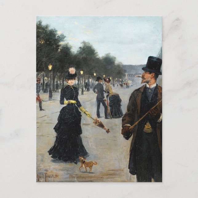 Élégants Wandern in Paris | Louis Abel-Truchet Postkarte (Vorderseite)