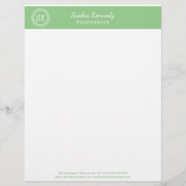 Elegantsage Green Beruflich Monogram Business Briefbogen