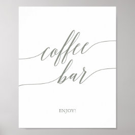 Elegantsage Green Calligraphy Coffee Bar Sign Poster