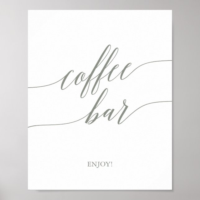 Elegantsage Green Calligraphy Coffee Bar Sign Poster (Vorne)