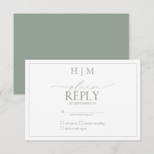 Elegantsage Green Calligraphy Monogram UAWG RSVP Karte