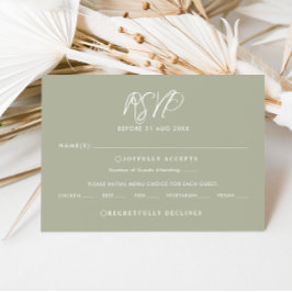 Elegantsage Green Calligraphy Wedding RSVP Card Einladung
