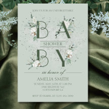 Elegantsage Green Floral Baby Shower